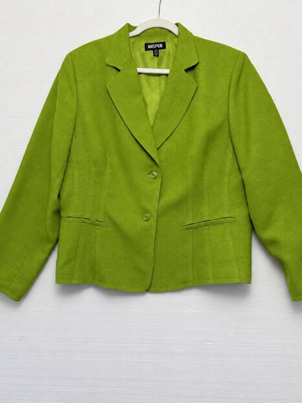 Kasper Women's Lime Green 3-Button Blazer Jacket Size 16W